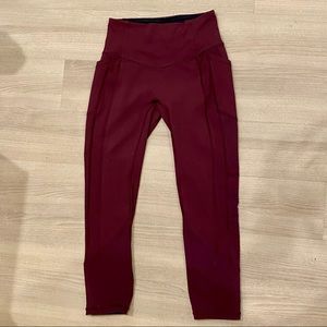 Lululemon Leggings - Maroon, Side Pockets, 25”